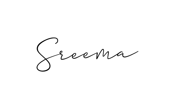 Make a beautiful signature design for name Sreema. With this signature (Allison_Script) style, you can create a handwritten signature for free. Sreema signature style 2 images and pictures png