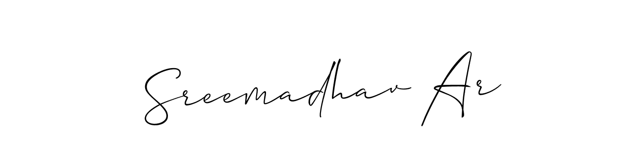 How to make Sreemadhav Ar name signature. Use Allison_Script style for creating short signs online. This is the latest handwritten sign. Sreemadhav Ar signature style 2 images and pictures png