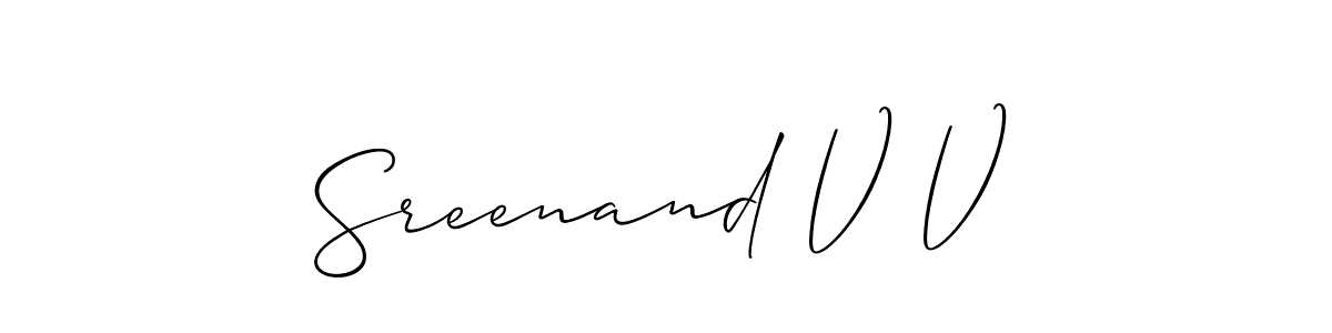 This is the best signature style for the Sreenand V V name. Also you like these signature font (Allison_Script). Mix name signature. Sreenand V V signature style 2 images and pictures png