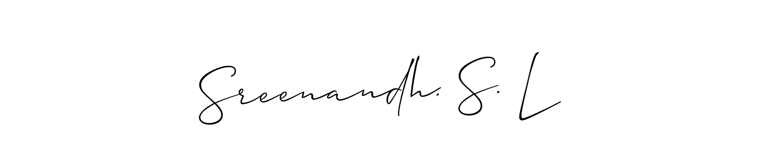 It looks lik you need a new signature style for name Sreenandh. S. L. Design unique handwritten (Allison_Script) signature with our free signature maker in just a few clicks. Sreenandh. S. L signature style 2 images and pictures png