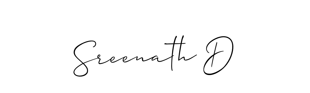 if you are searching for the best signature style for your name Sreenath D. so please give up your signature search. here we have designed multiple signature styles  using Allison_Script. Sreenath D signature style 2 images and pictures png