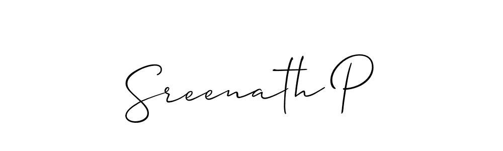 Also You can easily find your signature by using the search form. We will create Sreenath P name handwritten signature images for you free of cost using Allison_Script sign style. Sreenath P signature style 2 images and pictures png
