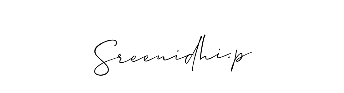 It looks lik you need a new signature style for name Sreenidhi.p. Design unique handwritten (Allison_Script) signature with our free signature maker in just a few clicks. Sreenidhi.p signature style 2 images and pictures png