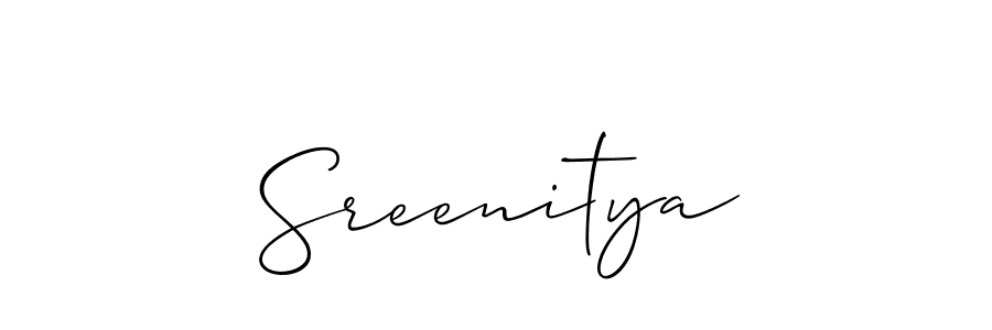 Make a beautiful signature design for name Sreenitya. With this signature (Allison_Script) style, you can create a handwritten signature for free. Sreenitya signature style 2 images and pictures png
