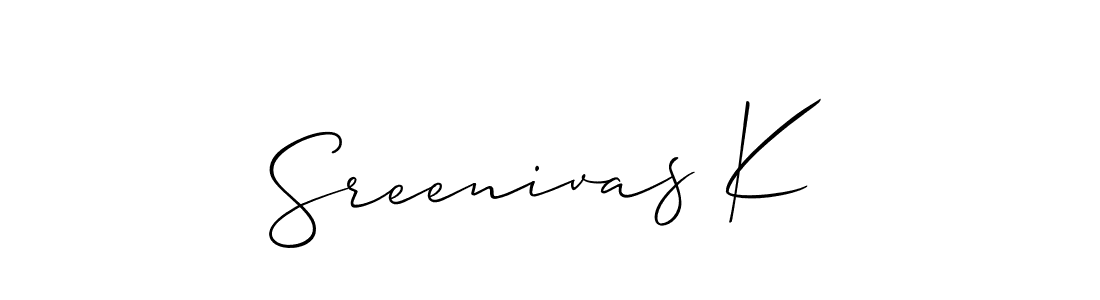 Create a beautiful signature design for name Sreenivas K. With this signature (Allison_Script) fonts, you can make a handwritten signature for free. Sreenivas K signature style 2 images and pictures png