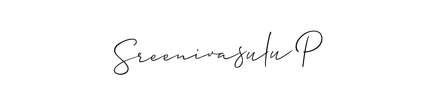 Also You can easily find your signature by using the search form. We will create Sreenivasulu P name handwritten signature images for you free of cost using Allison_Script sign style. Sreenivasulu P signature style 2 images and pictures png