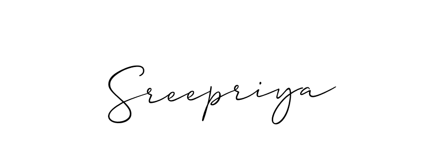 Also we have Sreepriya name is the best signature style. Create professional handwritten signature collection using Allison_Script autograph style. Sreepriya signature style 2 images and pictures png