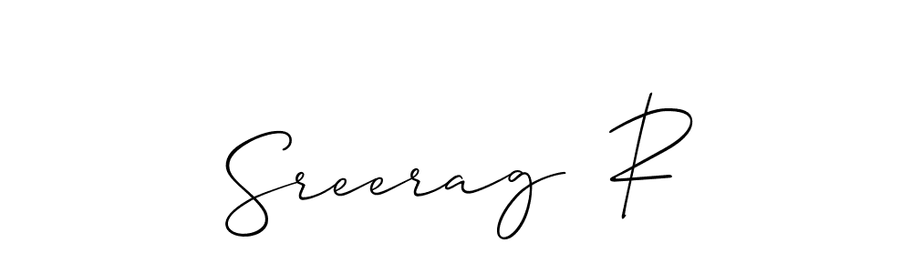 Make a short Sreerag  R signature style. Manage your documents anywhere anytime using Allison_Script. Create and add eSignatures, submit forms, share and send files easily. Sreerag  R signature style 2 images and pictures png