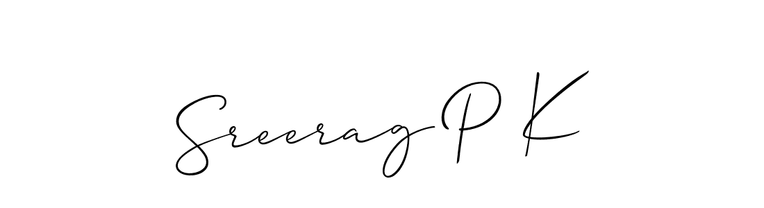 Make a short Sreerag P K signature style. Manage your documents anywhere anytime using Allison_Script. Create and add eSignatures, submit forms, share and send files easily. Sreerag P K signature style 2 images and pictures png