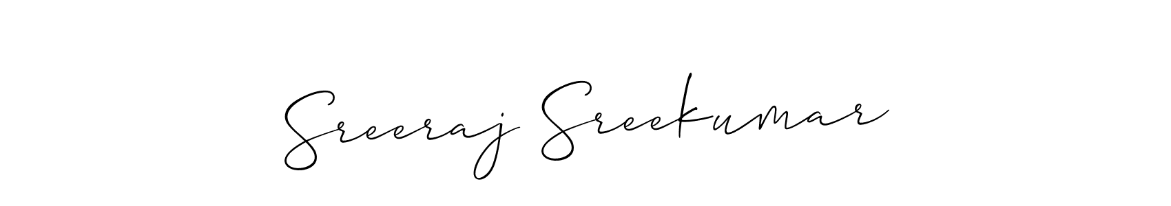 It looks lik you need a new signature style for name Sreeraj Sreekumar. Design unique handwritten (Allison_Script) signature with our free signature maker in just a few clicks. Sreeraj Sreekumar signature style 2 images and pictures png