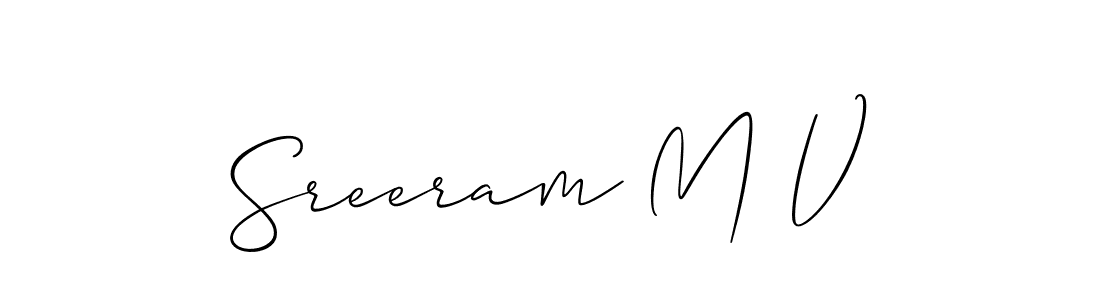 Similarly Allison_Script is the best handwritten signature design. Signature creator online .You can use it as an online autograph creator for name Sreeram M V. Sreeram M V signature style 2 images and pictures png