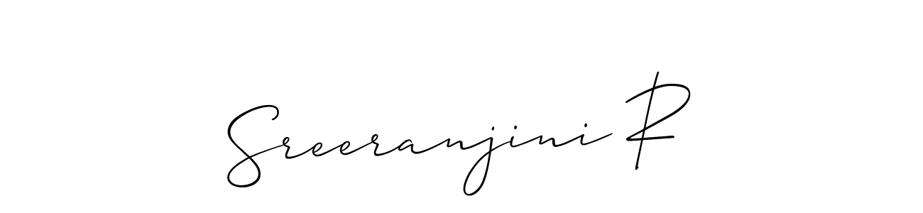 This is the best signature style for the Sreeranjini R name. Also you like these signature font (Allison_Script). Mix name signature. Sreeranjini R signature style 2 images and pictures png