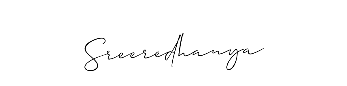 Also we have Sreeredhanya name is the best signature style. Create professional handwritten signature collection using Allison_Script autograph style. Sreeredhanya signature style 2 images and pictures png