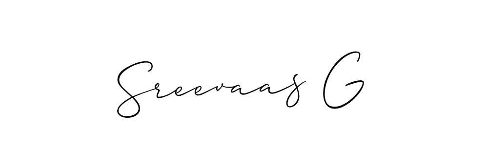 How to make Sreevaas G name signature. Use Allison_Script style for creating short signs online. This is the latest handwritten sign. Sreevaas G signature style 2 images and pictures png
