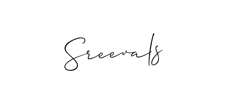 Create a beautiful signature design for name Sreevals. With this signature (Allison_Script) fonts, you can make a handwritten signature for free. Sreevals signature style 2 images and pictures png