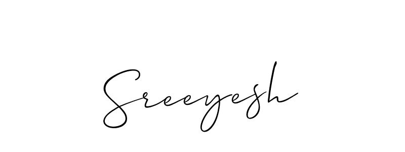 Also we have Sreeyesh name is the best signature style. Create professional handwritten signature collection using Allison_Script autograph style. Sreeyesh signature style 2 images and pictures png