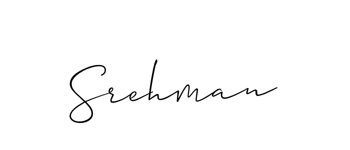 How to make Srehman signature? Allison_Script is a professional autograph style. Create handwritten signature for Srehman name. Srehman signature style 2 images and pictures png