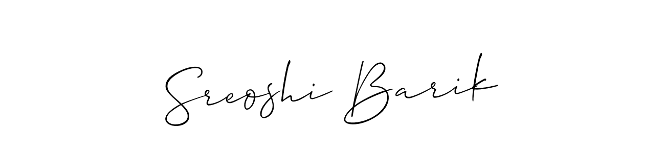 Make a beautiful signature design for name Sreoshi Barik. With this signature (Allison_Script) style, you can create a handwritten signature for free. Sreoshi Barik signature style 2 images and pictures png