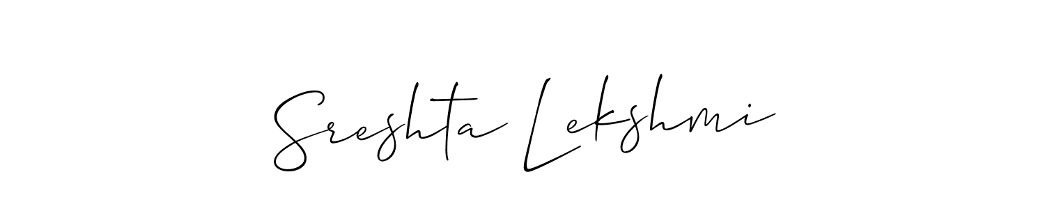 How to make Sreshta Lekshmi signature? Allison_Script is a professional autograph style. Create handwritten signature for Sreshta Lekshmi name. Sreshta Lekshmi signature style 2 images and pictures png