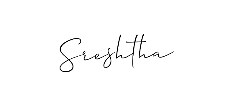 How to make Sreshtha name signature. Use Allison_Script style for creating short signs online. This is the latest handwritten sign. Sreshtha signature style 2 images and pictures png