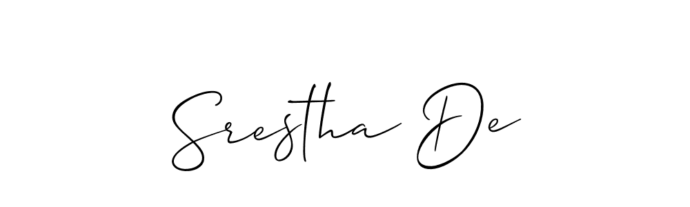 Also You can easily find your signature by using the search form. We will create Srestha De name handwritten signature images for you free of cost using Allison_Script sign style. Srestha De signature style 2 images and pictures png