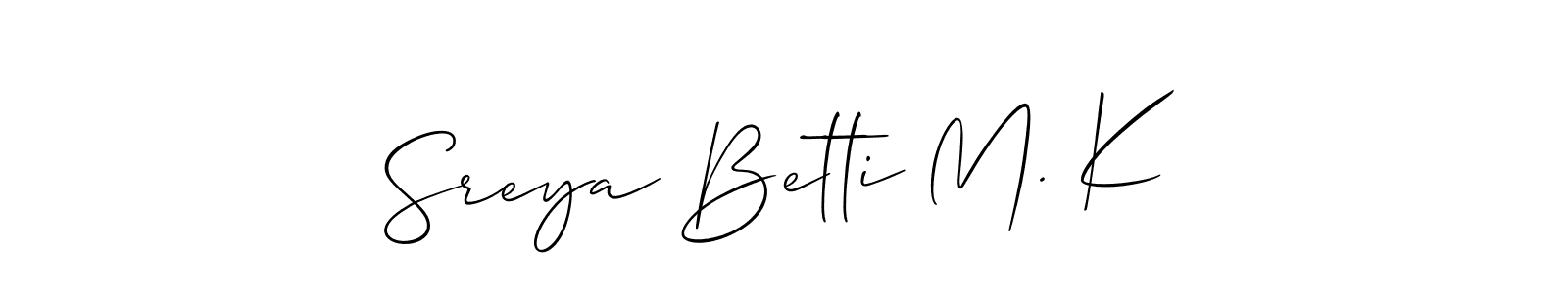 Sreya Betti M. K stylish signature style. Best Handwritten Sign (Allison_Script) for my name. Handwritten Signature Collection Ideas for my name Sreya Betti M. K. Sreya Betti M. K signature style 2 images and pictures png