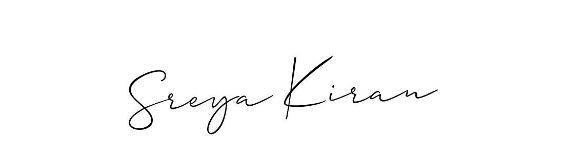 The best way (Allison_Script) to make a short signature is to pick only two or three words in your name. The name Sreya Kiran include a total of six letters. For converting this name. Sreya Kiran signature style 2 images and pictures png