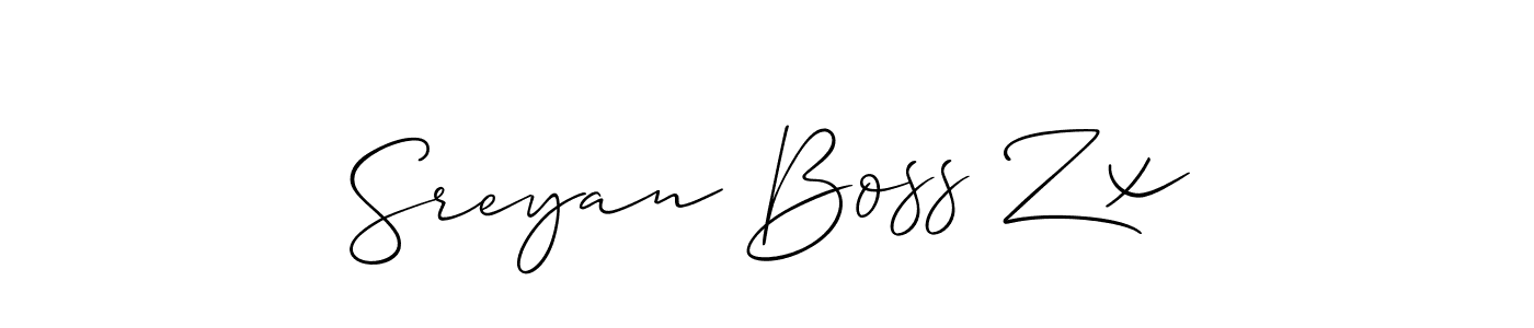 Use a signature maker to create a handwritten signature online. With this signature software, you can design (Allison_Script) your own signature for name Sreyan Boss Zx. Sreyan Boss Zx signature style 2 images and pictures png