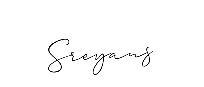 Create a beautiful signature design for name Sreyans. With this signature (Allison_Script) fonts, you can make a handwritten signature for free. Sreyans signature style 2 images and pictures png