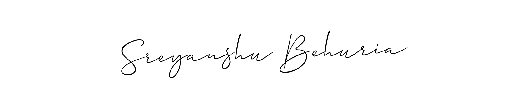 Sreyanshu Behuria stylish signature style. Best Handwritten Sign (Allison_Script) for my name. Handwritten Signature Collection Ideas for my name Sreyanshu Behuria. Sreyanshu Behuria signature style 2 images and pictures png