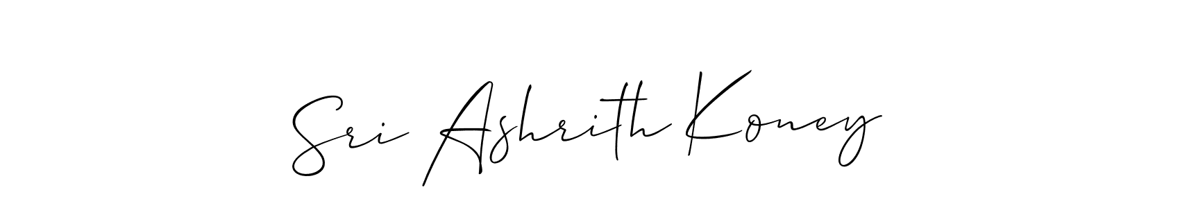 Similarly Allison_Script is the best handwritten signature design. Signature creator online .You can use it as an online autograph creator for name Sri Ashrith Koney. Sri Ashrith Koney signature style 2 images and pictures png