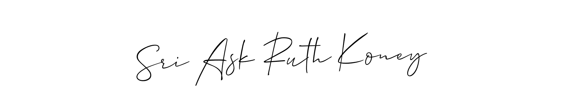 Similarly Allison_Script is the best handwritten signature design. Signature creator online .You can use it as an online autograph creator for name Sri Ask Ruth Koney. Sri Ask Ruth Koney signature style 2 images and pictures png