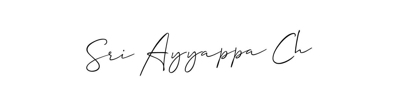 Allison_Script is a professional signature style that is perfect for those who want to add a touch of class to their signature. It is also a great choice for those who want to make their signature more unique. Get Sri Ayyappa Ch name to fancy signature for free. Sri Ayyappa Ch signature style 2 images and pictures png