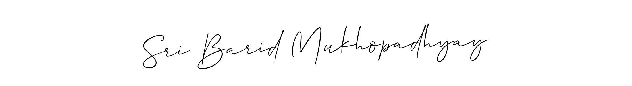 The best way (Allison_Script) to make a short signature is to pick only two or three words in your name. The name Sri Barid Mukhopadhyay include a total of six letters. For converting this name. Sri Barid Mukhopadhyay signature style 2 images and pictures png