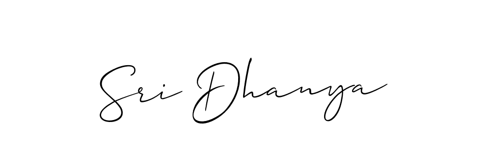 It looks lik you need a new signature style for name Sri Dhanya. Design unique handwritten (Allison_Script) signature with our free signature maker in just a few clicks. Sri Dhanya signature style 2 images and pictures png
