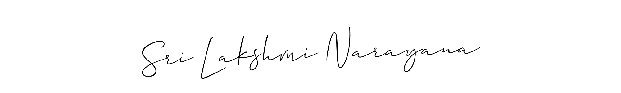 Allison_Script is a professional signature style that is perfect for those who want to add a touch of class to their signature. It is also a great choice for those who want to make their signature more unique. Get Sri Lakshmi Narayana name to fancy signature for free. Sri Lakshmi Narayana signature style 2 images and pictures png