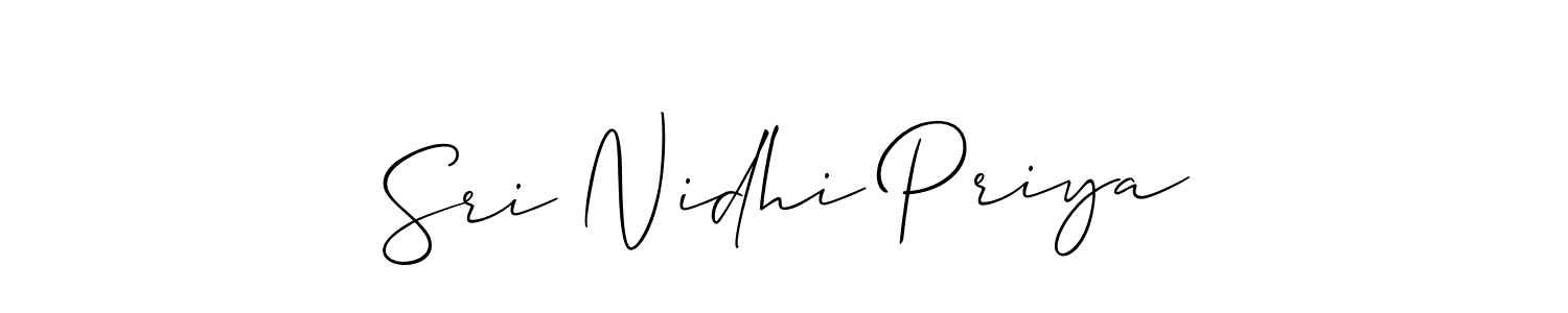 Create a beautiful signature design for name Sri Nidhi Priya. With this signature (Allison_Script) fonts, you can make a handwritten signature for free. Sri Nidhi Priya signature style 2 images and pictures png