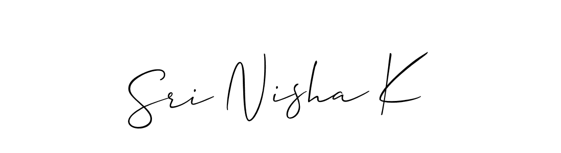 How to make Sri Nisha K name signature. Use Allison_Script style for creating short signs online. This is the latest handwritten sign. Sri Nisha K signature style 2 images and pictures png