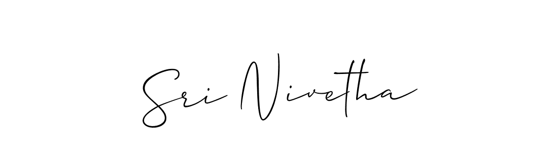 Allison_Script is a professional signature style that is perfect for those who want to add a touch of class to their signature. It is also a great choice for those who want to make their signature more unique. Get Sri Nivetha name to fancy signature for free. Sri Nivetha signature style 2 images and pictures png
