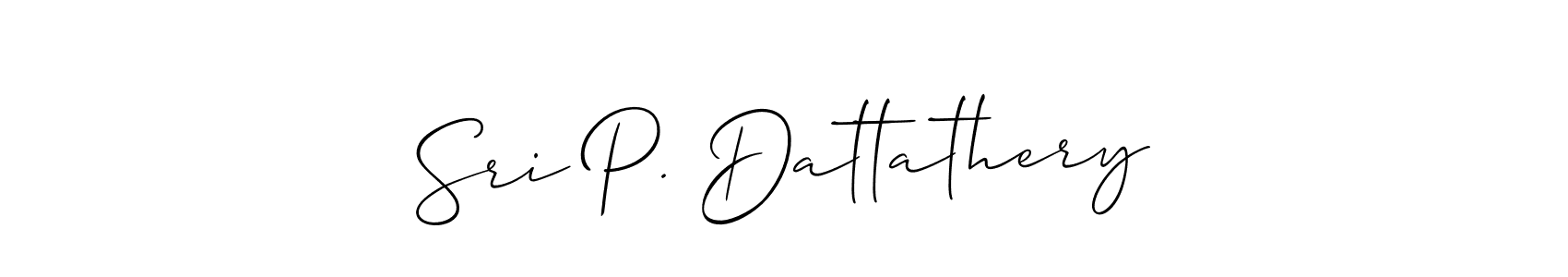 How to make Sri P. Dattathery name signature. Use Allison_Script style for creating short signs online. This is the latest handwritten sign. Sri P. Dattathery signature style 2 images and pictures png