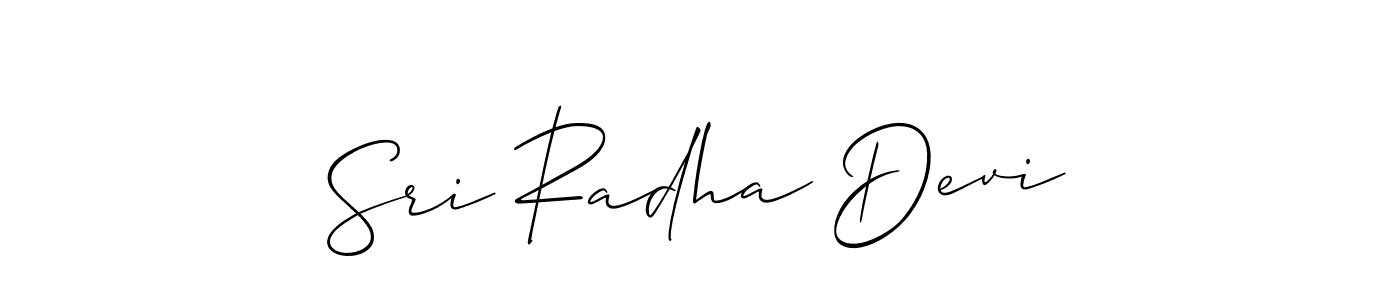 Create a beautiful signature design for name Sri Radha Devi. With this signature (Allison_Script) fonts, you can make a handwritten signature for free. Sri Radha Devi signature style 2 images and pictures png