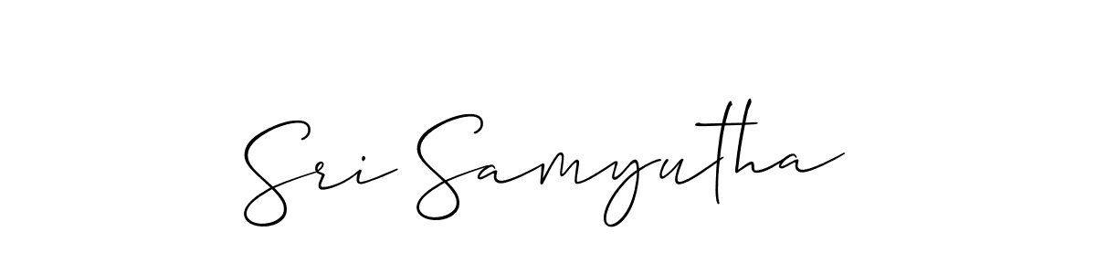 Allison_Script is a professional signature style that is perfect for those who want to add a touch of class to their signature. It is also a great choice for those who want to make their signature more unique. Get Sri Samyutha name to fancy signature for free. Sri Samyutha signature style 2 images and pictures png