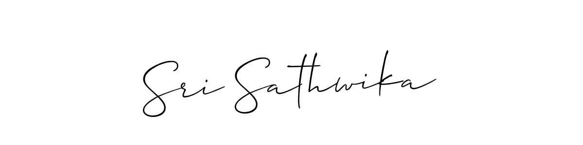 The best way (Allison_Script) to make a short signature is to pick only two or three words in your name. The name Sri Sathwika include a total of six letters. For converting this name. Sri Sathwika signature style 2 images and pictures png