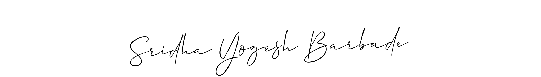 Make a beautiful signature design for name Sridha Yogesh Barbade. With this signature (Allison_Script) style, you can create a handwritten signature for free. Sridha Yogesh Barbade signature style 2 images and pictures png