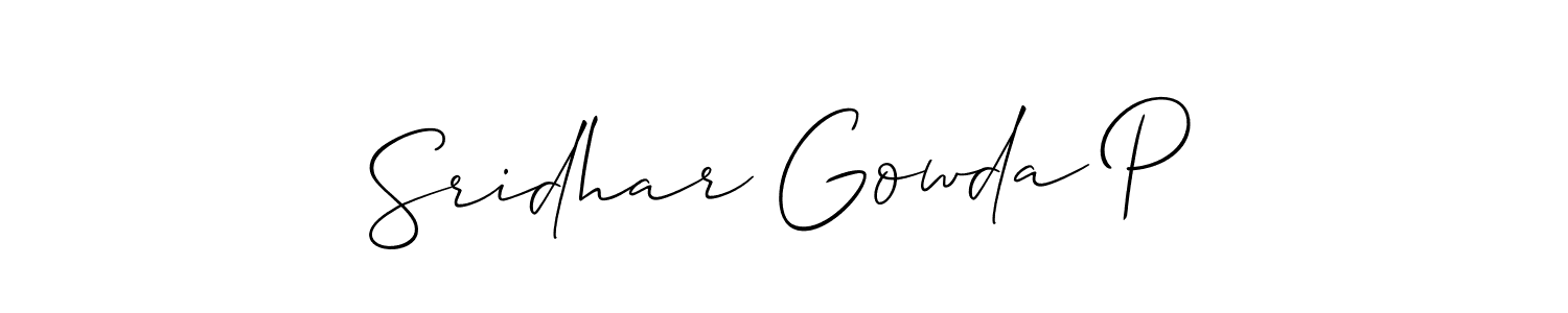 Use a signature maker to create a handwritten signature online. With this signature software, you can design (Allison_Script) your own signature for name Sridhar Gowda P. Sridhar Gowda P signature style 2 images and pictures png