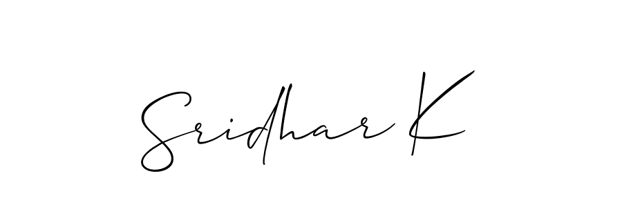 Allison_Script is a professional signature style that is perfect for those who want to add a touch of class to their signature. It is also a great choice for those who want to make their signature more unique. Get Sridhar K name to fancy signature for free. Sridhar K signature style 2 images and pictures png