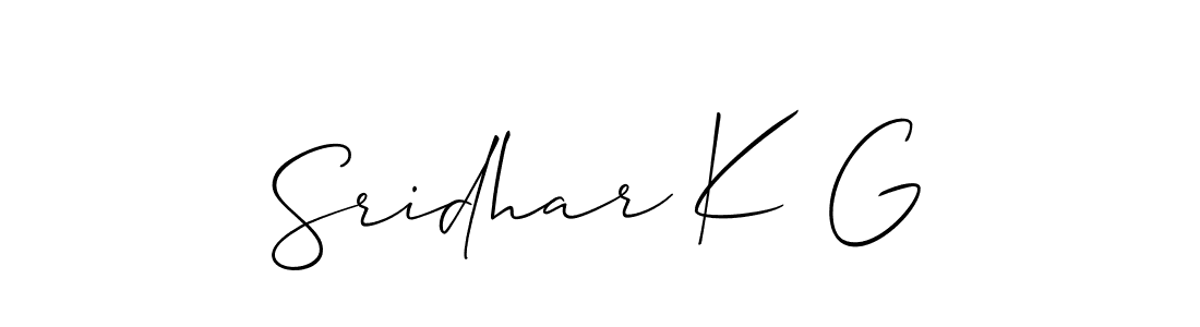 Use a signature maker to create a handwritten signature online. With this signature software, you can design (Allison_Script) your own signature for name Sridhar K G. Sridhar K G signature style 2 images and pictures png