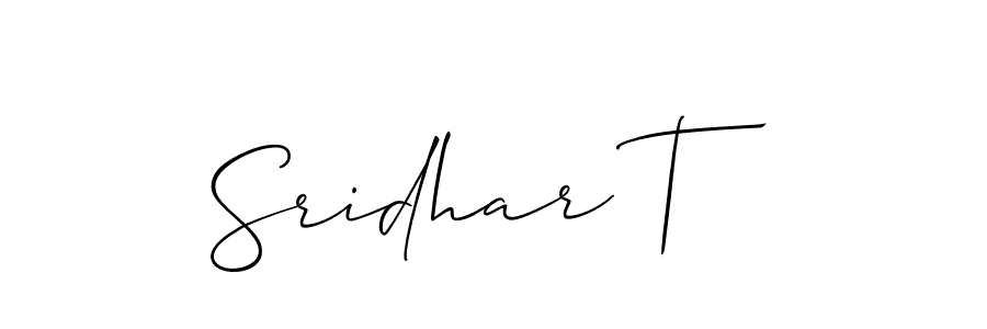 Also we have Sridhar T name is the best signature style. Create professional handwritten signature collection using Allison_Script autograph style. Sridhar T signature style 2 images and pictures png