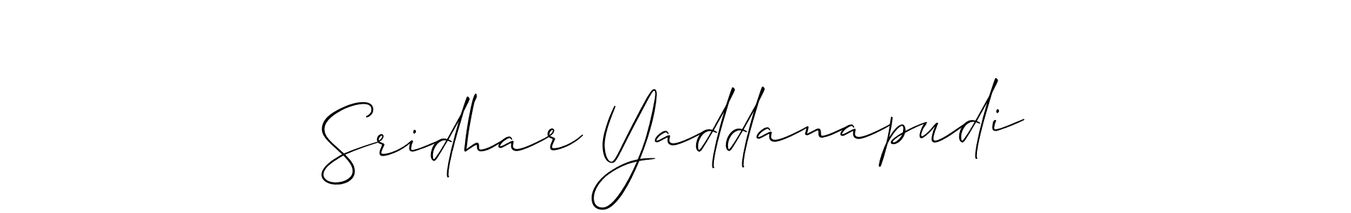 How to make Sridhar Yaddanapudi name signature. Use Allison_Script style for creating short signs online. This is the latest handwritten sign. Sridhar Yaddanapudi signature style 2 images and pictures png