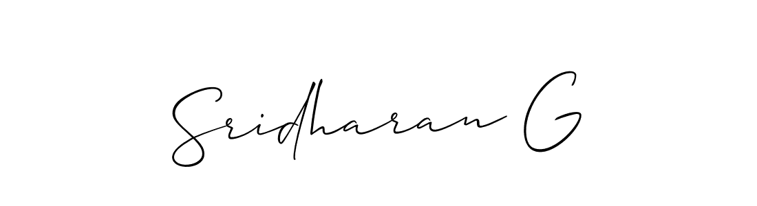 How to make Sridharan G name signature. Use Allison_Script style for creating short signs online. This is the latest handwritten sign. Sridharan G signature style 2 images and pictures png